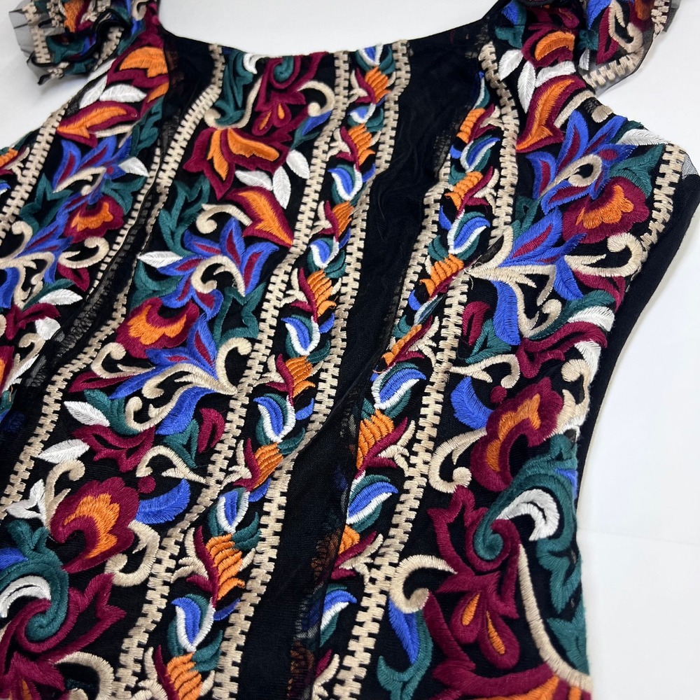 Embroidered Multicolor Crop Top with Ruffled Straps - Picture 10 of 10